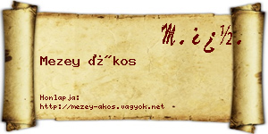 Mezey Ákos névjegykártya